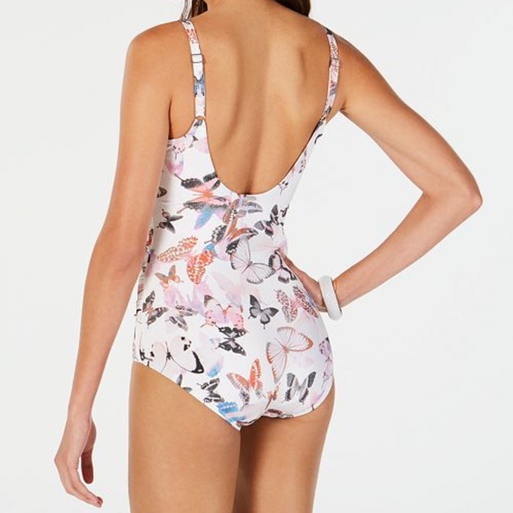 DKNY Surplice Ruched One-Piece Swimsuit NWT - Picture 2 of 6